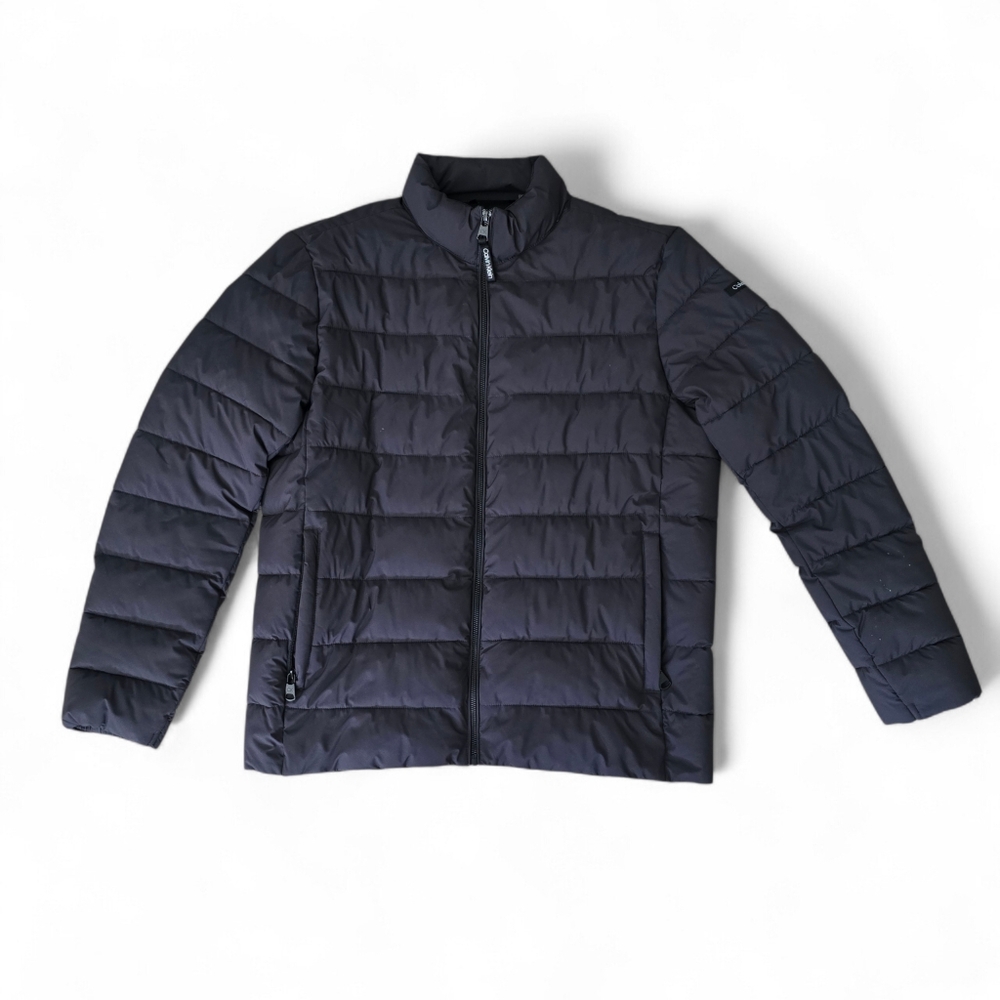 Calvin Klein Lightweight Quilted Puffer Jacket Black Full Zip Coat Large - Picture 2 of 7